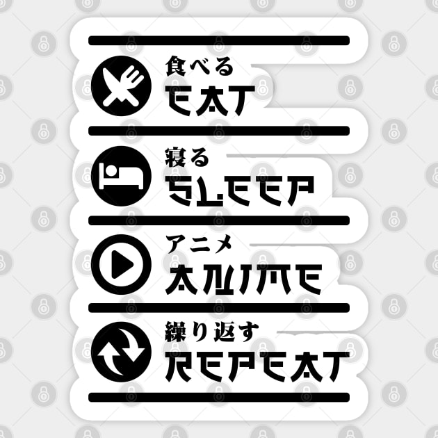 EAT SLEEP ANIME REPEAT Sticker by hackercyberattackactivity